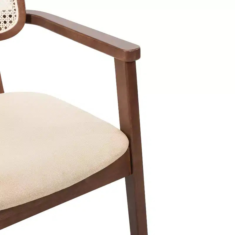 Chaise de salle à manger Christopher Knight Home Amaris en bois capitonné de style moderne du milieu du siècle avec dossier en rotin tressé (lot de 6)