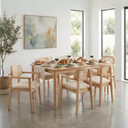 Chaise de salle à manger Christopher Knight Home Amaris en bois capitonné de style moderne du milieu du siècle avec dossier en rotin tressé (lot de 6)