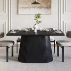 Table à manger de style rustique Lantine de 150 cm pour 4 à 6 personnes, table de cuisine rectangulaire avec base en métal pour salle à manger, cuisine, salon, noire