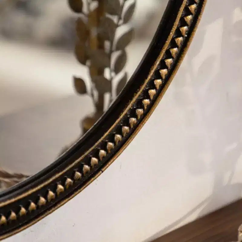 Miroir Mural Rond avec Cadre Perlé Doré Vintage pour Salon ou Chambre à Coucher