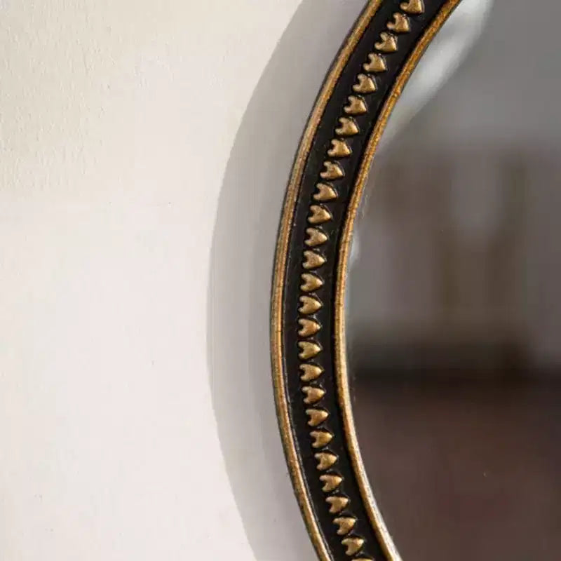 Miroir Mural Rond avec Cadre Perlé Doré Vintage pour Salon ou Chambre à Coucher