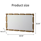 Miroir mural rectangulaire doré de style bambou avec cadre texturé pour la décoration intérieure