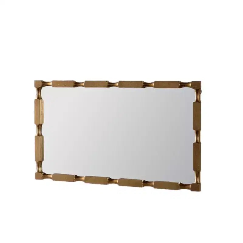 Miroir mural rectangulaire doré de style bambou avec cadre texturé pour la décoration intérieure