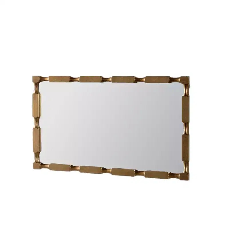 Miroir mural rectangulaire doré de style bambou avec cadre texturé pour la décoration intérieure