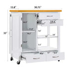 Dessert de cuisine avec plateau en noyer, tiroirs et roulettes pour un rangement modulable