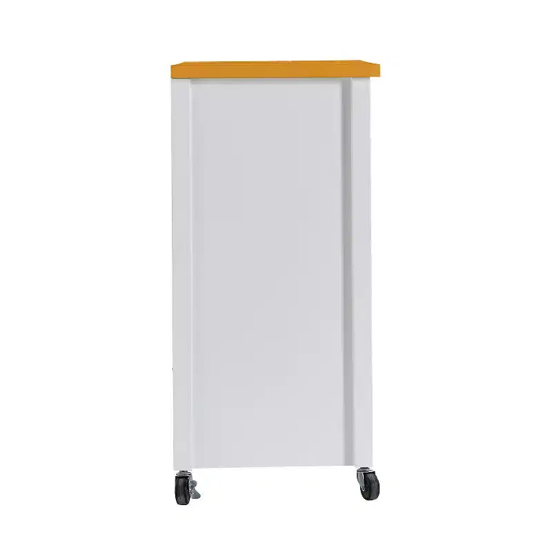 Dessert de cuisine avec plateau en noyer, tiroirs et roulettes pour un rangement modulable