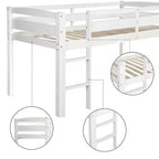 Lit mezzanine simple en bois massif Luxystar avec échelle et barrière de sécurité pour chambre d'enfant