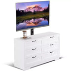 Meuble TV Acekool 6 tiroirs avec supports de stabilité, meuble média moderne en MDF, centre de divertissement pour salon