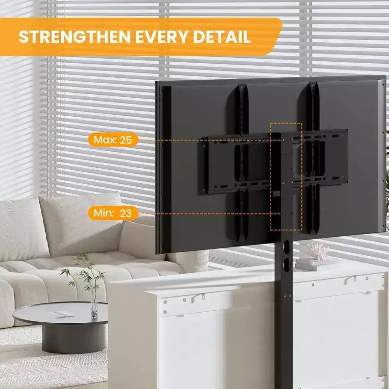 Meuble TV Acekool 6 tiroirs avec supports de stabilité, meuble média moderne en MDF, centre de divertissement pour salon