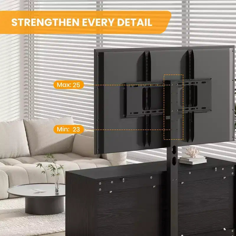 Meuble TV Acekool 6 tiroirs avec supports de stabilité, meuble média moderne en MDF, centre de divertissement pour salon