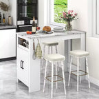 Table de bar Costway de 119 cm de long, hauteur comptoir, aspect marbre, avec armoire