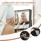Costway Armoire à bijoux rotative à 360° avec miroir, 3 modes de couleur LED, verrouillable, noir