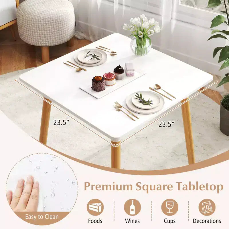 Table de salle à manger carrée Costway de style rustique et minimaliste avec pieds métalliques robustes