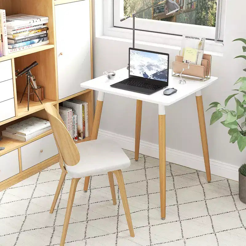 Table de salle à manger carrée Costway de style rustique et minimaliste avec pieds métalliques robustes