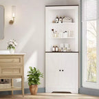 64.8 Tall Farmhouse Corner Cabinet with 4 Doors and 5 Storage Shelves, Farmhouse Storage Cabinet with Barn Door Design