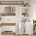 64.8 Grande Armoire d'Angle de Ferme avec 4 Portes et 5 Étagères de Rangement, Armoire de Rangement de Ferme avec Design de Porte de Grange