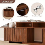 Meuble TV extensible ATJafurn 62,9-98,4 marron, console multimédia en bois pour salon, meuble de divertissement moderne du milieu du siècle avec rangement