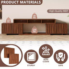 Meuble TV extensible ATJafurn 62,9-98,4 marron, console multimédia en bois pour salon, meuble de divertissement moderne du milieu du siècle avec rangement