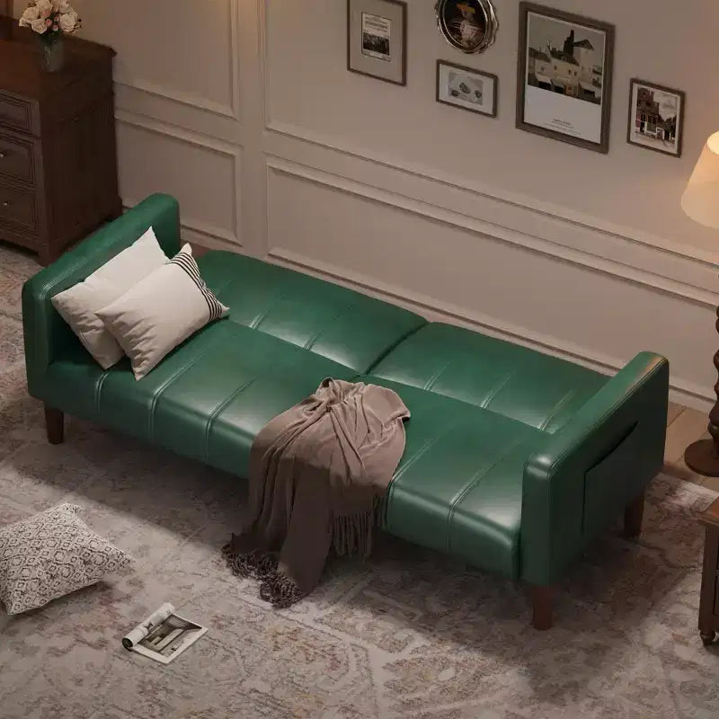 Canapé-lit futon moderne pliable, ensemble futon pour salon, canapé convertible 75 en similicuir, causeuse de style Mid-Century pour petit espace, chambre à coucher