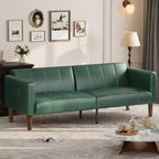 Canapé-lit futon moderne pliable, ensemble futon pour salon, canapé convertible 75 en similicuir, causeuse de style Mid-Century pour petit espace, chambre à coucher
