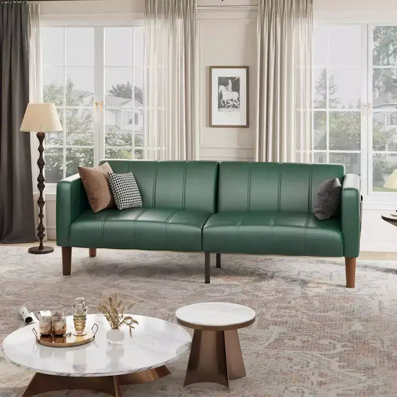 Canapé-lit futon moderne pliable, ensemble futon pour salon, canapé convertible 75 en similicuir, causeuse de style Mid-Century pour petit espace, chambre à coucher