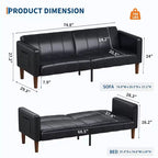 Canapé-lit futon moderne pliable, ensemble futon pour salon, canapé convertible 75 en similicuir, causeuse de style Mid-Century pour petit espace, chambre à coucher