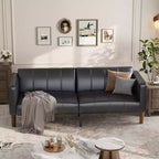 Canapé-lit futon moderne pliable, ensemble futon pour salon, canapé convertible 75 en similicuir, causeuse de style Mid-Century pour petit espace, chambre à coucher