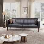 Canapé-lit futon moderne pliable, ensemble futon pour salon, canapé convertible 75 en similicuir, causeuse de style Mid-Century pour petit espace, chambre à coucher