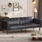 Canapé-lit futon moderne pliable, ensemble futon pour salon, canapé convertible 75 en similicuir, causeuse de style Mid-Century pour petit espace, chambre à coucher