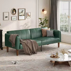 Canapé-lit futon moderne pliable, ensemble futon pour salon, canapé convertible 75 en similicuir, causeuse de style Mid-Century pour petit espace, chambre à coucher