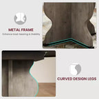 Table à manger ronde extensible 63" pour 4 à 8 personnes, table de cuisine ovale en bois de style ferme, plateau épais, pieds ondulés larges, cercle, pour dîner, salle à manger, appartement