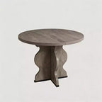Table à manger ronde extensible 63" pour 4 à 8 personnes, table de cuisine ovale en bois de style ferme, plateau épais, pieds ondulés larges, cercle, pour dîner, salle à manger, appartement
