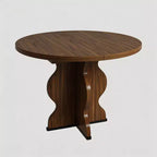 Table à manger ronde extensible 63" pour 4 à 8 personnes, table de cuisine ovale en bois de style ferme, plateau épais, pieds ondulés larges, cercle, pour dîner, salle à manger, appartement