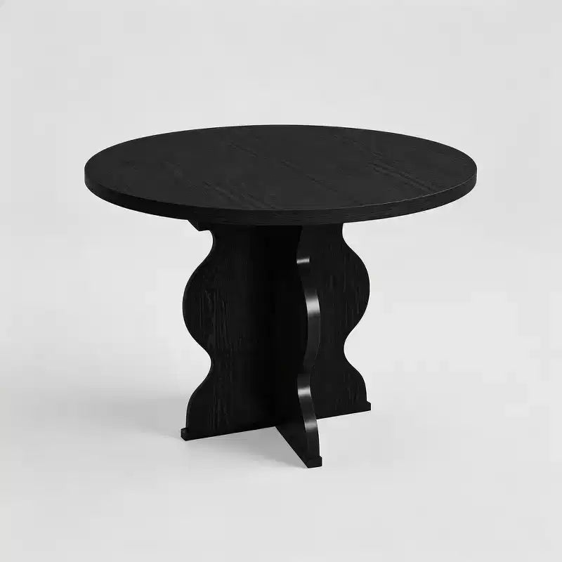 Table à manger ronde extensible 63" pour 4 à 8 personnes, table de cuisine ovale en bois de style ferme, plateau épais, pieds ondulés larges, cercle, pour dîner, salle à manger, appartement