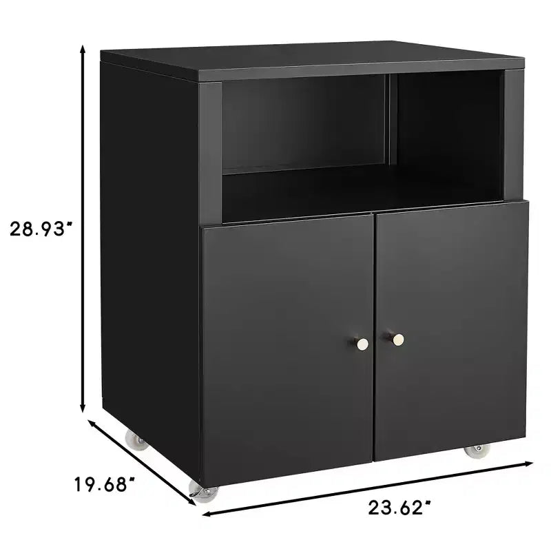 Meuble d'imprimante métallique avec rangement, armoire d'imprimante roulante robuste avec portes, grand support d'imprimante à roulettes pour copieur de bureau, télécopieur