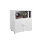 Meuble d'imprimante métallique avec rangement, armoire d'imprimante roulante robuste avec portes, grand support d'imprimante à roulettes pour copieur de bureau, télécopieur