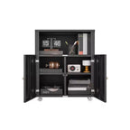 Meuble d'imprimante métallique avec rangement, armoire d'imprimante roulante robuste avec portes, grand support d'imprimante à roulettes pour copieur de bureau, télécopieur