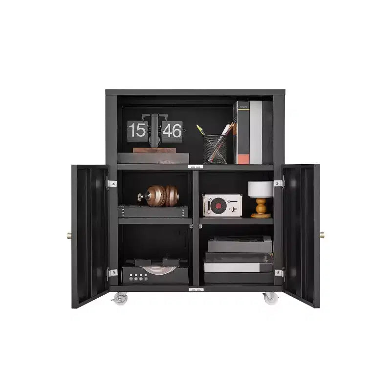 Meuble d'imprimante métallique avec rangement, armoire d'imprimante roulante robuste avec portes, grand support d'imprimante à roulettes pour copieur de bureau, télécopieur