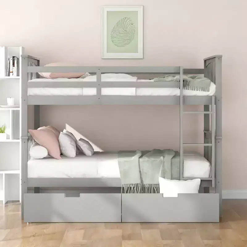 Lit superposé moderne Luxystar double sur double avec 2 tiroirs