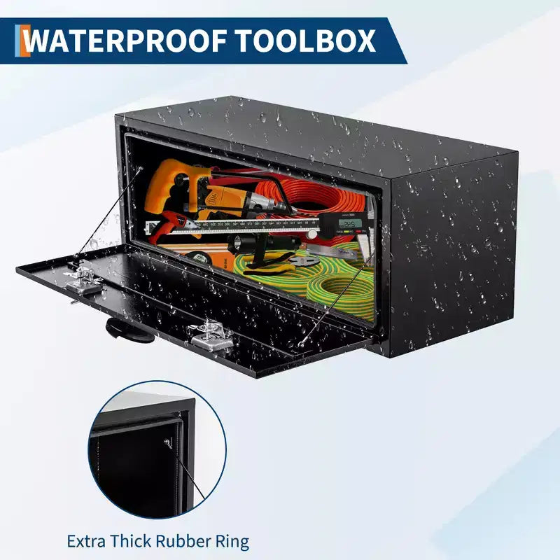 Boîte à outils en acier pour plateau de camion, Coffre de rangement sous carrosserie résistant aux intempéries, Antirouille, Sécurité en métal durable, Boîte à outils sous carrosserie pour plateau de pick-up