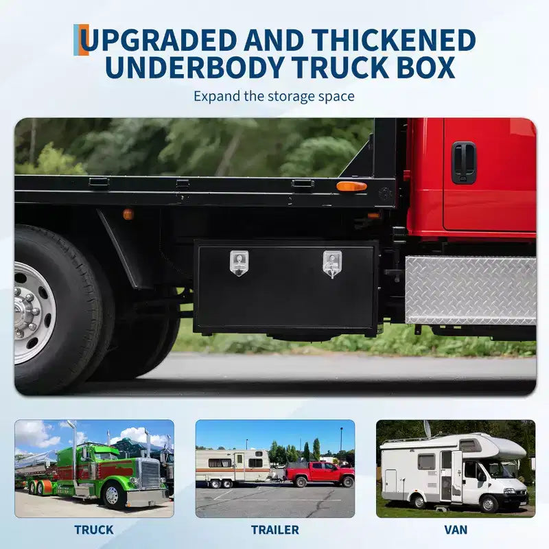 Boîte à outils en acier pour plateau de camion, Coffre de rangement sous carrosserie résistant aux intempéries, Antirouille, Sécurité en métal durable, Boîte à outils sous carrosserie pour plateau de pick-up