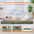 Matelas pliant 6 pouces, canapé-lit pliant avec mousse de support haute densité, lit d'appoint portable pour le camping, le salon, tissu doux en velours côtelé