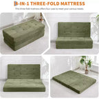 Matelas pliant 6 pouces, canapé-lit pliant avec mousse de support haute densité, lit d'appoint portable pour le camping, le salon, tissu doux en velours côtelé