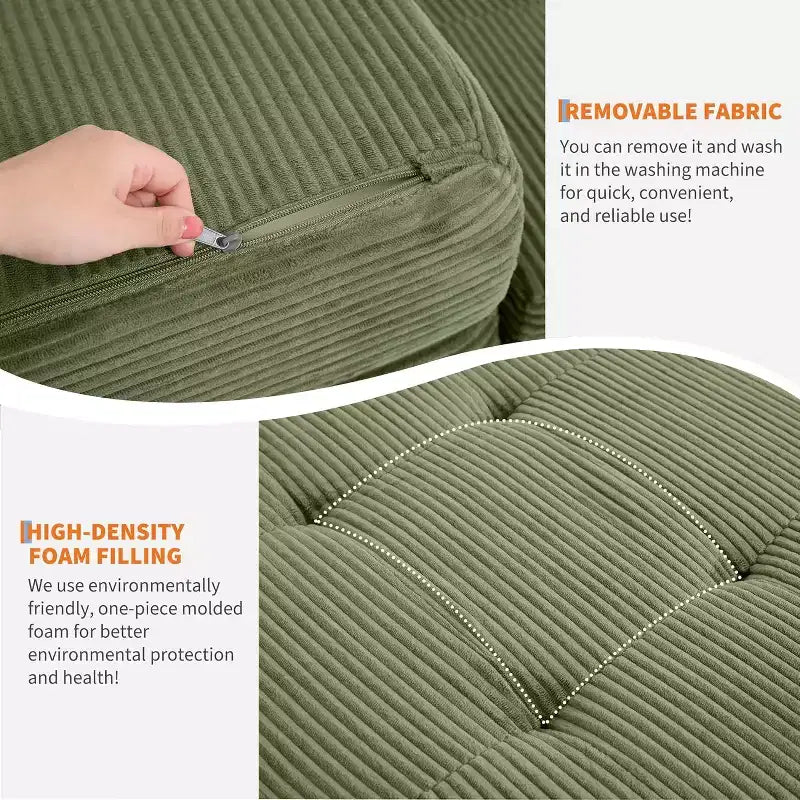Matelas pliant 6 pouces, canapé-lit pliant avec mousse de support haute densité, lit d'appoint portable pour le camping, le salon, tissu doux en velours côtelé