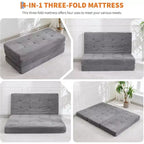 Matelas pliant 6 pouces, canapé-lit pliant avec mousse de support haute densité, lit d'appoint portable pour le camping, le salon, tissu doux en velours côtelé
