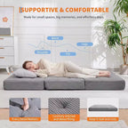 Matelas pliant 6 pouces, canapé-lit pliant avec mousse de support haute densité, lit d'appoint portable pour le camping, le salon, tissu doux en velours côtelé
