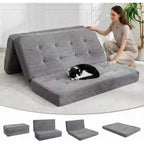 Matelas pliant 6 pouces, canapé-lit pliant avec mousse de support haute densité, lit d'appoint portable pour le camping, le salon, tissu doux en velours côtelé