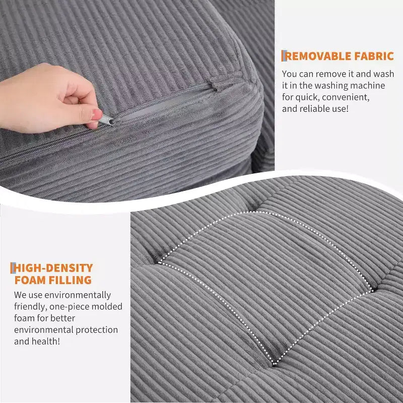 Matelas pliant 6 pouces, canapé-lit pliant avec mousse de support haute densité, lit d'appoint portable pour le camping, le salon, tissu doux en velours côtelé