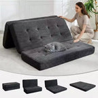 Matelas pliant 6 pouces, canapé-lit pliant avec mousse de support haute densité, lit d'appoint portable pour le camping, le salon, tissu doux en velours côtelé