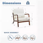 Fauteuil d'appoint moderne du milieu du siècle Summit Adventure avec accoudoirs, coussin lombaire, cadre en bois massif et revêtement crème